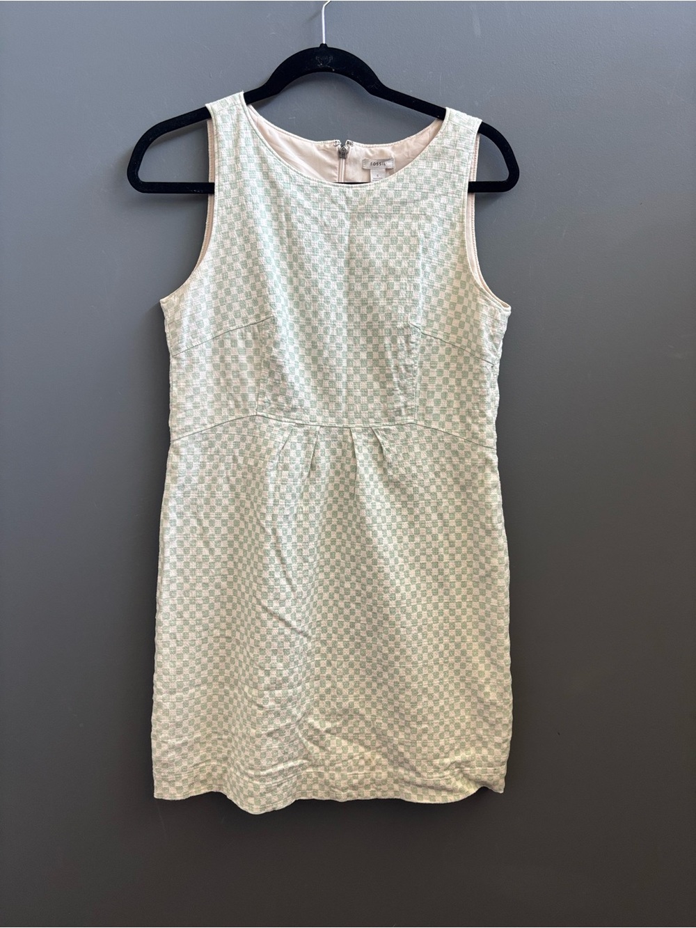 Fossil Mint Check Sleeveless Sheath Dress